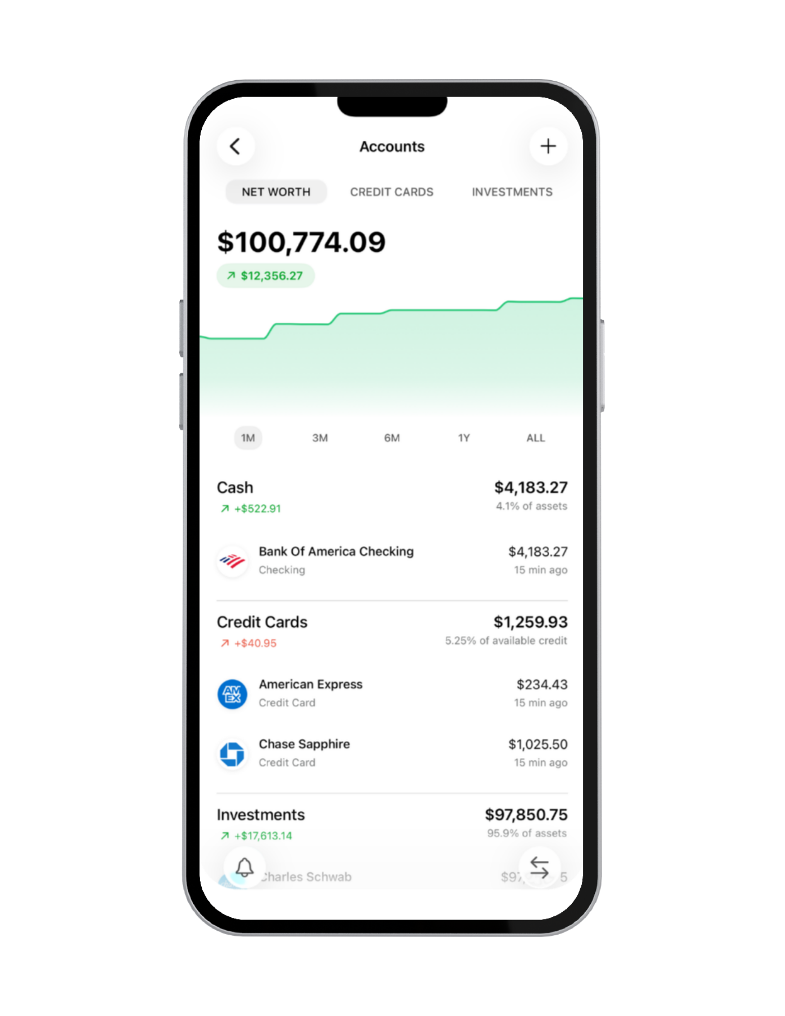 Accounts overview in Bill Tracker Pro